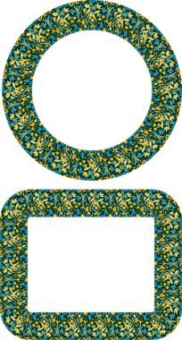 Kelebeklerden, çiçek açan nergislerden, çan çiçeklerinden, mısır çiçeklerinden dekoratif çerçeveler