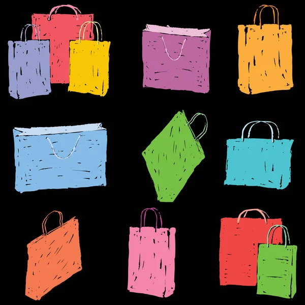 Conjunto Esboços Vários Sacos Coloridos Shoppin —  Vetores de Stock