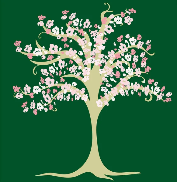 Dessin Vectoriel Cerisier Décoratif Fleurs — Image vectorielle