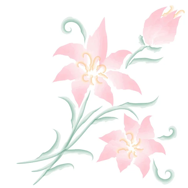 Dibujo Acuarela Vectorial Flores Rosas Fantasía Ramo — Archivo Imágenes Vectoriales