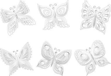 Süslü fantezi kelebeklerinin vektör çizimleri