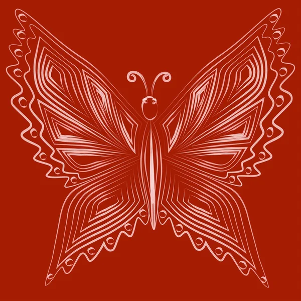 Disegno Contorno Pennello Acquerello Fantasia Ornamentale Farfalla — Vettoriale Stock