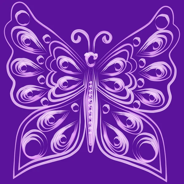 Dibujo Contorno Acuarela Pincel Fantasía Decorativa Mariposa — Vector de stock