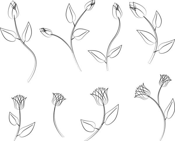 Décrivez Des Dessins Vectoriels Roses Tulipes Abstraites Décoratives — Image vectorielle