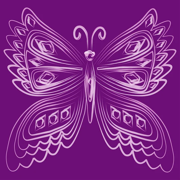 Esquema Dibujo Acuarela Pincel Ornamental Fantasía Mariposa — Vector de stock