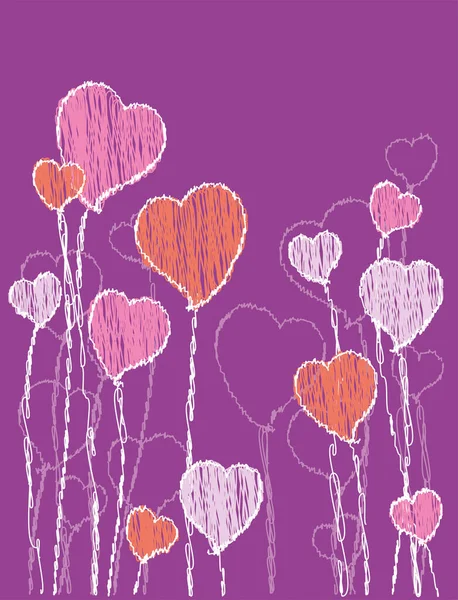 Dibujo Del Contorno Del Doodle Vectorial Flores Decorativas Forma Corazón — Vector de stock