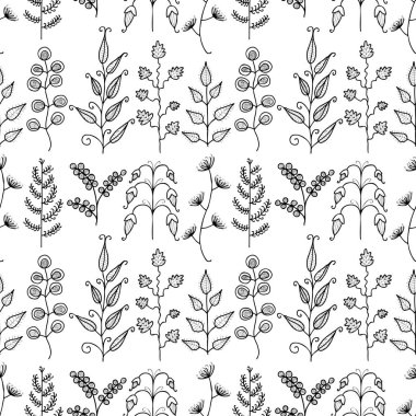 Çeşitli dekoratif fantezi bitkilerinin kusursuz deseni