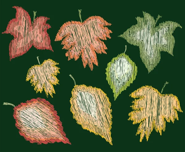 Gambar Corat Coret Vektor Dari Set Berbagai Pohon Abstrak Musim - Stok Vektor
