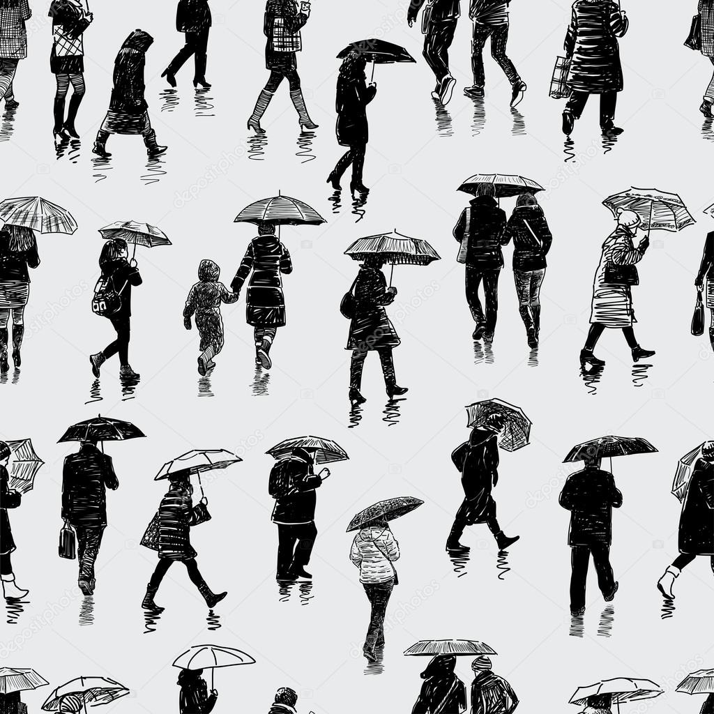 pattern of the people in the rain