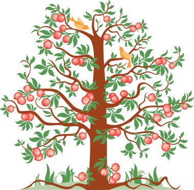 elma ağacı kuşlar ile