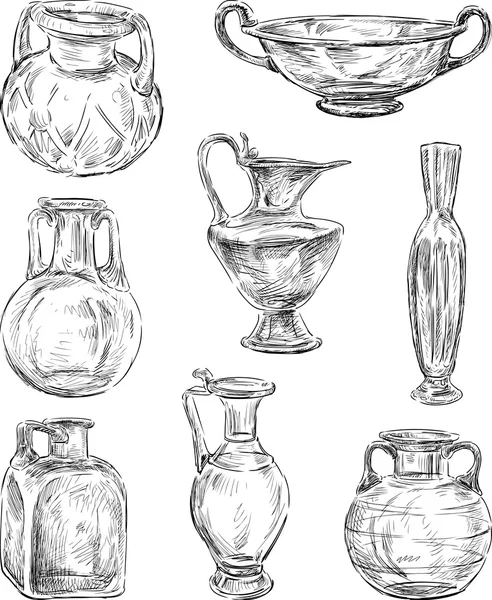 Collection de verrerie antique — Image vectorielle