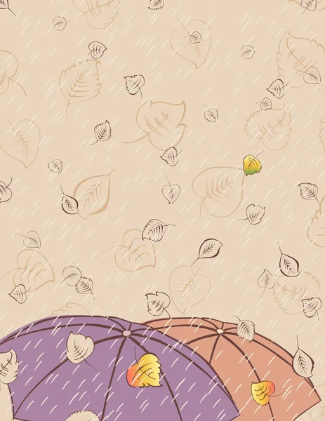 Sombrillas bajo lluvia otoñal — Archivo Imágenes Vectoriales