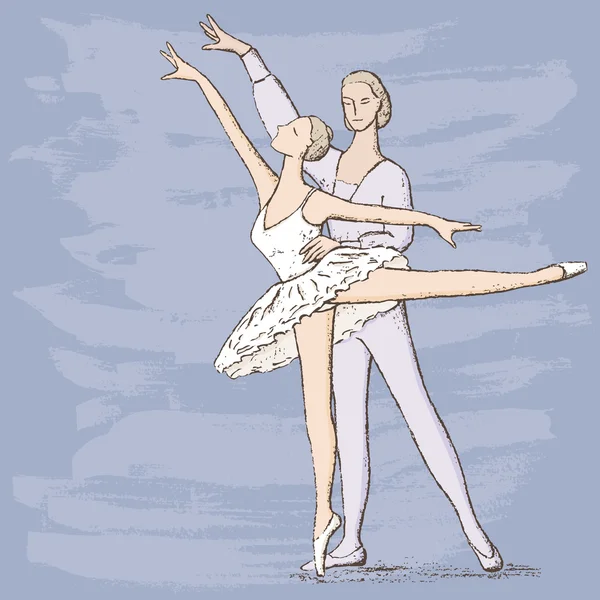 Pareja de bailarines de ballet — Vector de stock