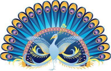 Mavi dekoratif peackock