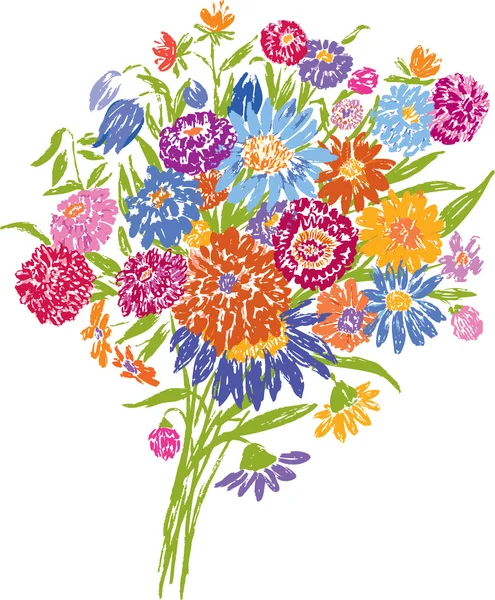 Ramo de flores silvestres — Vector de stock