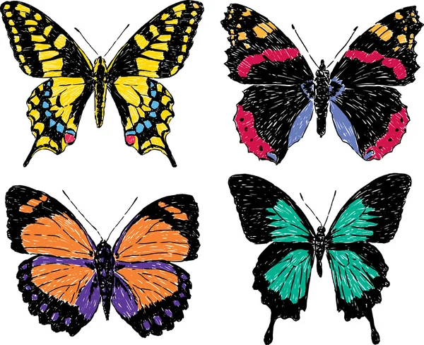 蝶のスケッチ — ストックベクタ