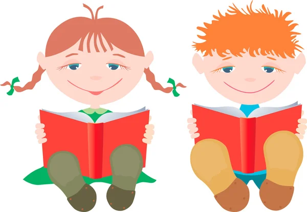 Bambini con i libri — Vettoriale Stock