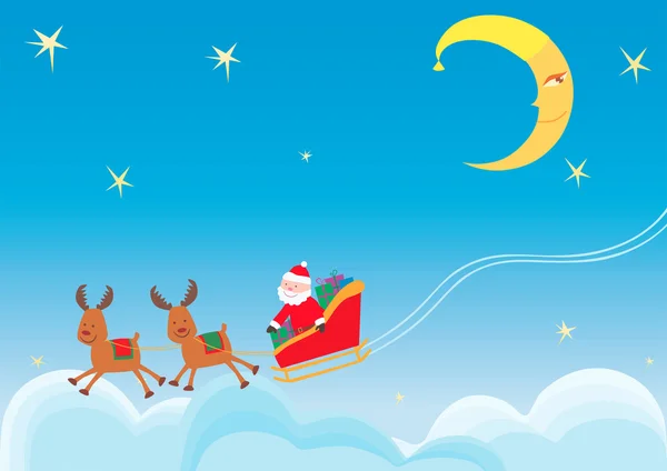 Santa claus in the christmas night — Stock Vector