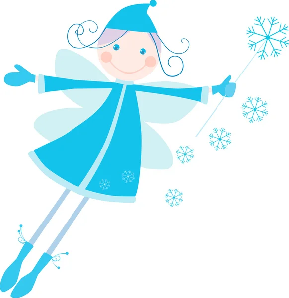 Bir Noel elf kız uçan — Stok Vektör