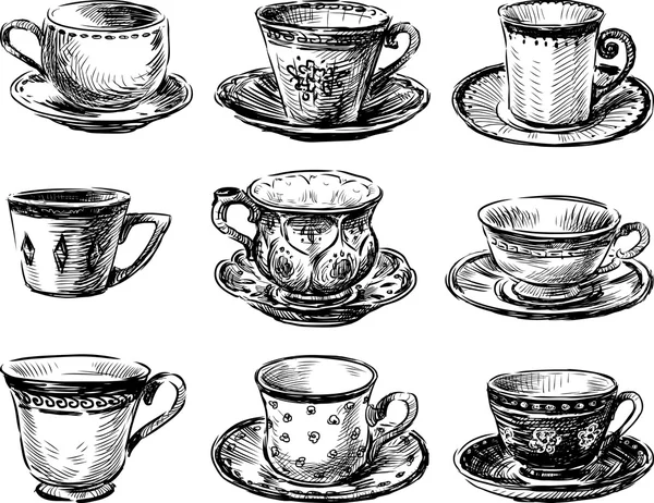 Colección de tapas de té — Vector de stock