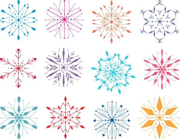 Decorative colorful snowflakes — Stock Vector
