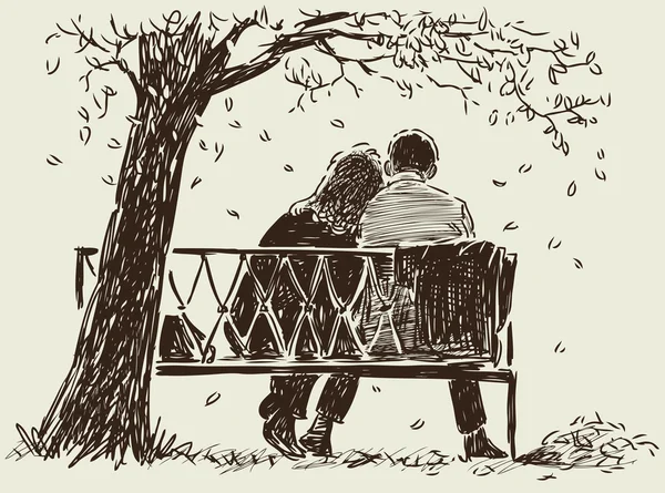 Couple sur le banc — Image vectorielle