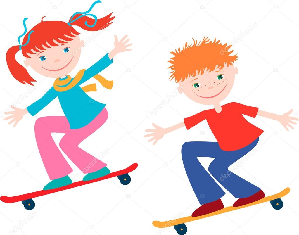 children on the skateboards