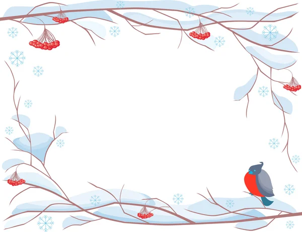 Cadre d'hiver avec bullflinch — Image vectorielle