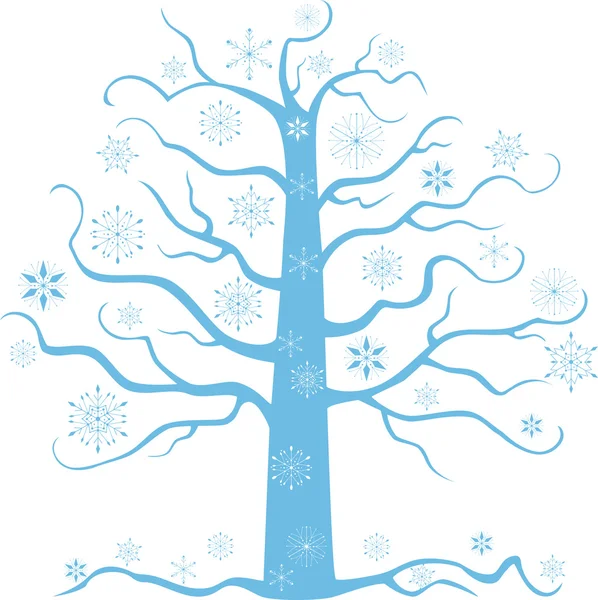 Silhouette of a frozen tree — Stock Vector