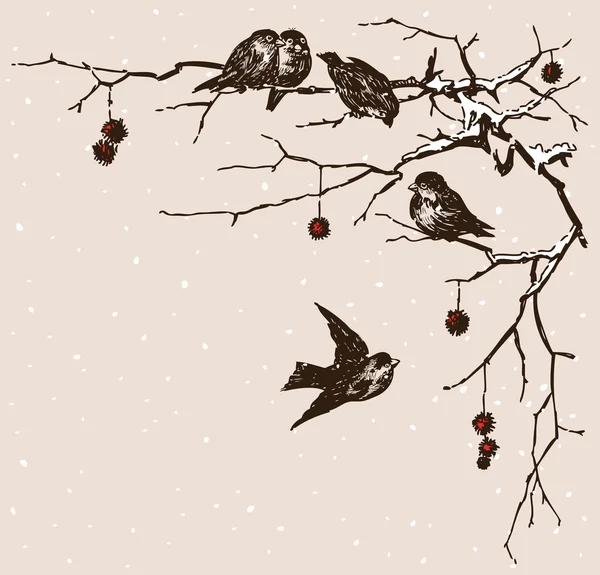 树枝上的麻雀 — 图库矢量图片