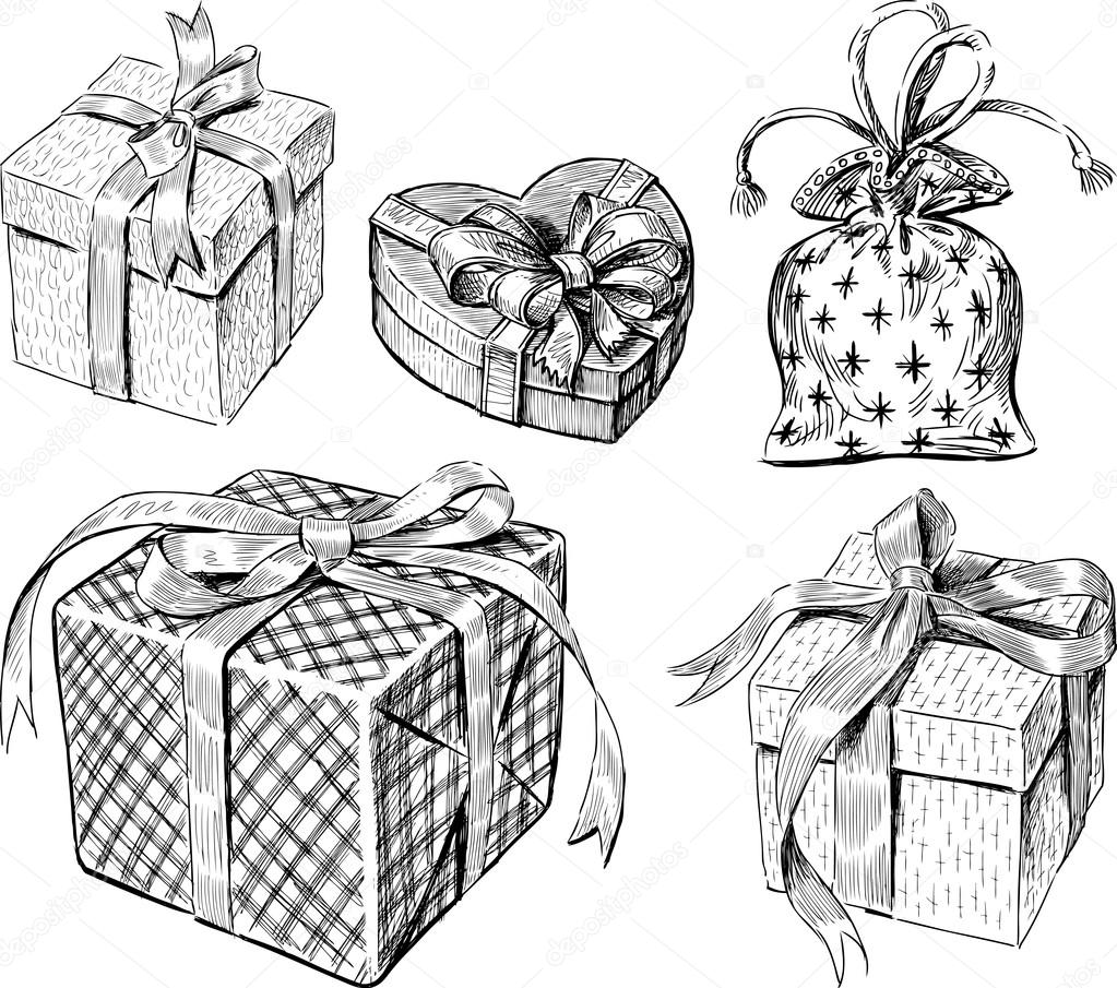 drawn gifts boxes