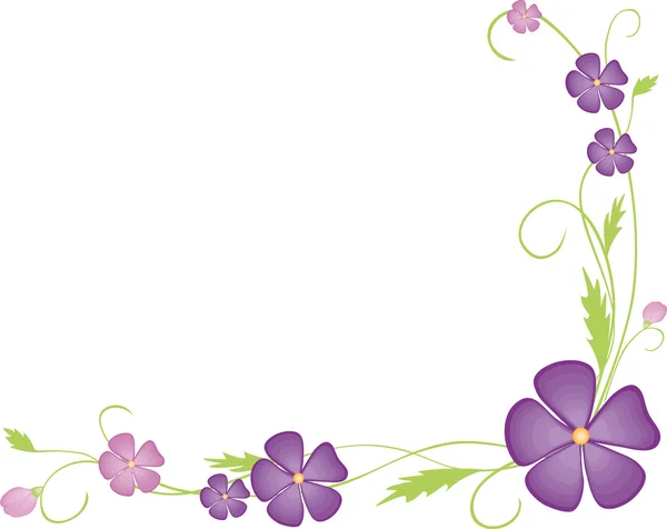 Esquina floral con las violetas — Vector de stock