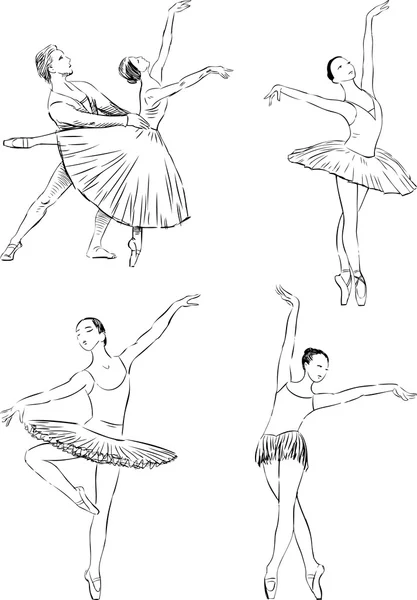 Schetsen van de balletdansers — Stockvector