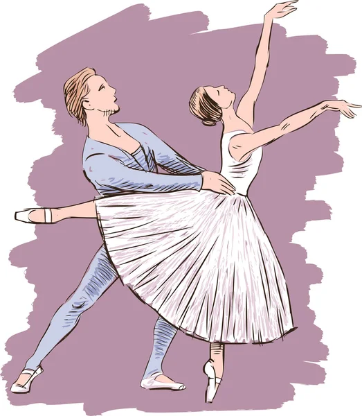 Balletto di coppia — Vettoriale Stock