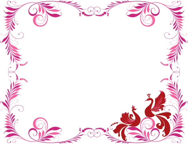 Decorative frame with two birds — Stock Vector
