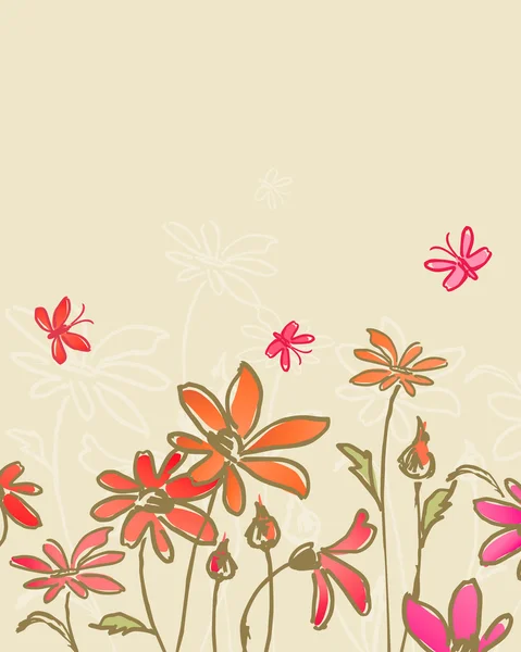 Flores de campo dibujado — Vector de stock