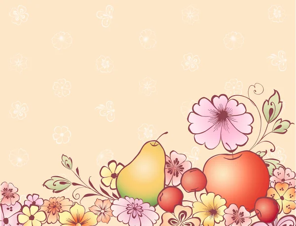 Vruchten en bloemen — Stockvector