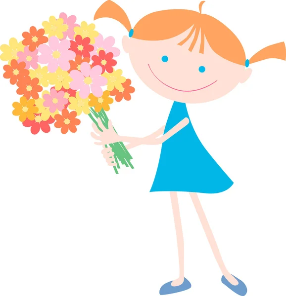 Girl with bouquet — Stock Vector