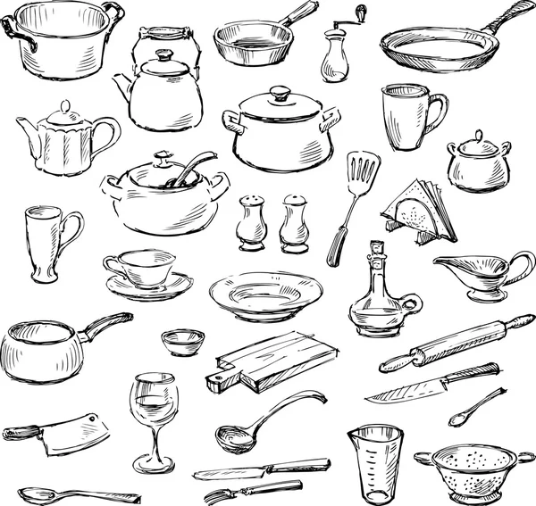 Set degli utensili da cucina — Vettoriale Stock