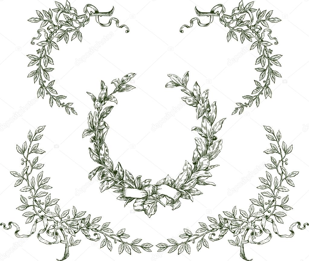 Laurel wreath and branches