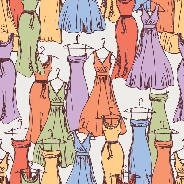 Mönster av den kvinnliga klänningar — Stock vektor
