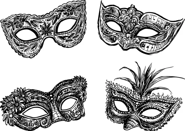 Vecchie maschere in maschera — Vettoriale Stock