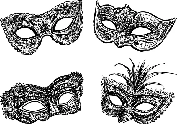 Vieux masques de mascarade — Image vectorielle