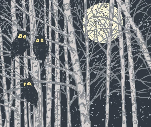 Noche en el bosque — Vector de stock