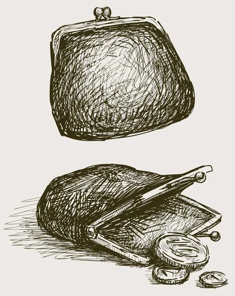 Vieux sac à main avec des cônes — Image vectorielle