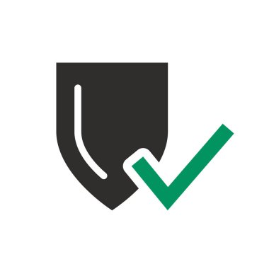 Onaylanmış güvenlik, işaretli düz kalkan simgesi, koruyucu işaret sembolü, vektör simgeleri eps10