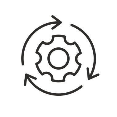 otomasyon simgesi, iş akışı, dişli dönüş süreci, ok, teknoloji sembolü, vektör simgeleri eps10