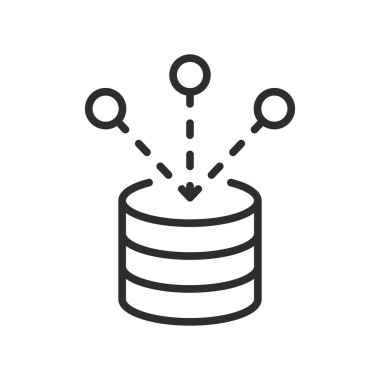 büyük veri simgesi, çerçeve, sunucu veri merkezi, beyaz arkaplan üzerindeki vektör illüstrasyonu