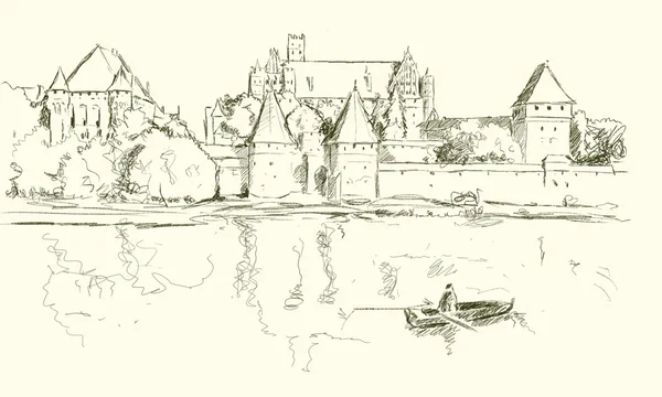 Sketch of Malbork — Stock Photo, Image