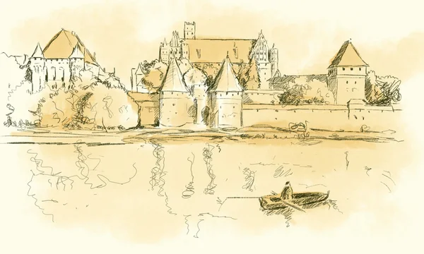 Sketch of Malbork — Stock Photo, Image